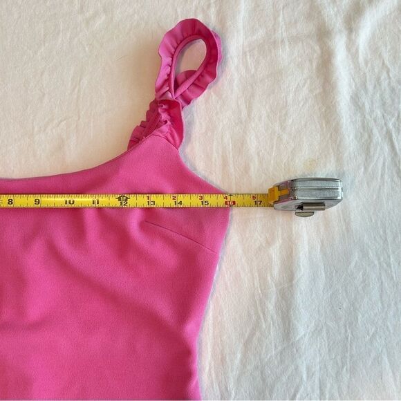 Pink Bodycon Dress Juniors Size 7/8 Pink Ruffle Straps and Zipper Holiday Ready - Picture 5 of 8